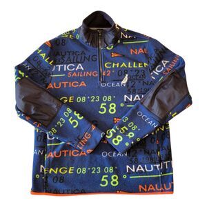 Nautica Sailing Challenge Fleece ¼ Zip Pullover Blue Multicolor Size Small